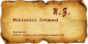 Miklovicz Zotmund névjegykártya